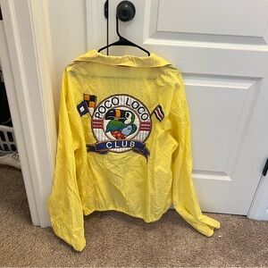 VINTAGE 1987 POCO LOCO CLUB WINDBREAKER JACKET XL YELLOW PARROT BACK PATCH
